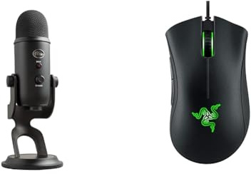 Blue Yeti USB-Mikrofon für Aufnahmen, Streaming, Gaming & Razer DeathAdder Essential (2021) - Kabelgebundene Gaming-Maus