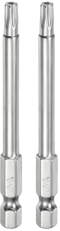 QUARKZMAN 2Pcs T25 Bit de Seguridad Torx 1/4 Vástago Hexagonal Acero S2 | Puntas de Estrella Destornillador Torx, 3 Largo, Magnético, Resistentes a Manipulaciones, con Agujero de Conductor