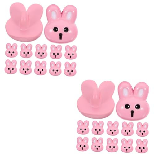 SEWACC Stk Hasenknöpfe Kinderknöpfe igelkostümkinder Kaninchen jäckchen Dekorative schwarze - Verschluss Tasten kleine Harz Oster Rosa