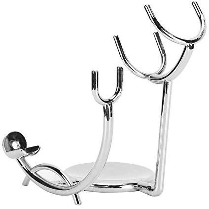 Naroote Rasiererhalter, Rasierhobelständer für Männer, Galvanisierte Metallbaugruppe mit Bürsten-Seifenschalen-Funktion Zum Bartschneiden