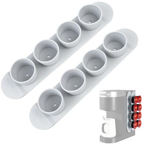 Porta Capsule Caffe, Portacapsule Caffè, Supporto per Capsule, Dispenser di Capsule per 8 Capsule di Caffè per Cucine, Uffici, Ristoranti, Silicone, 2 Pezzi, Grigio