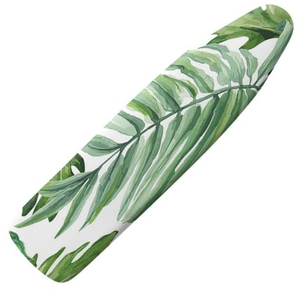 Treer Copri ASSE da Stiro Stile Tropicale, Copriasse da Stiro Universale con Bordo Elastico, Copertura ASSE da Stiro per 132-139cm x 33-40cm ASSE da Stiro, Resistente allo Sporco (Foglie 5)