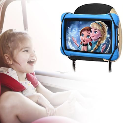 CavspkArt Car Seat Mount for Car Headrest, Upgraded 360 Rotating Headrest Tablet Mount with Anti-Slip Strap and Holding Net, Universal Tablet Car Headrest Mount Holder for all 7- 10.5 Devices