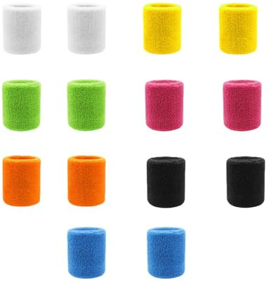 Sweat Bands, 14PCS Sweat Bands Wristbands, Sweat Band, Wrist Band for Various Activities, Such As Gym Training, Basketball, Football, and Running(7 Colors)
