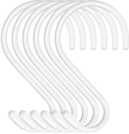 Mzekgxm Paquete de 6 ganchos en S de 5 pulgadas para colgar resistentes, ganchos grandes con revestimiento de vinilo, ganchos en S de metal antideslizantes para colgar utensilios de cocina, ollas,