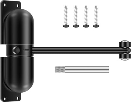 AROMUJOY Automatic Door Closer, Adjustable Zinc Alloy Door Closer, Tension Spring, Automatic Buffer Closed for Garden Gate, Front Door, Outdoor, Black