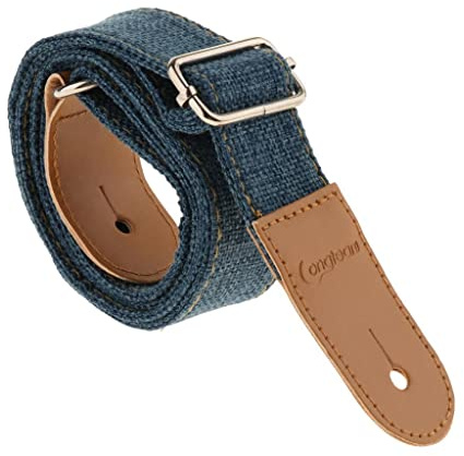 Tracolla per ukulele, con estremità in pelle PU, per ukuele a 4 corde, 75-130 cm, colore: blu