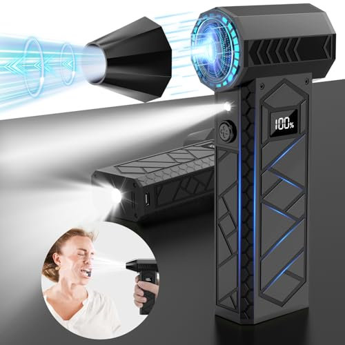 Clydek Elektrisches Staubgebläse 180000U/min,wiederaufladbar,Dual-LED,4-Gang,10.000mAh Akku für PC,Autowäsche,Tastatur,Innenreinigung, Notfall usw (Schwarz)