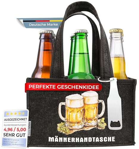 wortek Männerhandtasche Bier Geschenke für Männer Geburtstag Männergeschenke Geburtstagsgeschenk für Männer Flaschentasche Adventskalender Füllung Männer Adventskalender Geschenke Männer Geschenk Idee