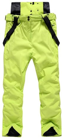 Skihose Herren Gefüttert Warm Abnehmbaren Softshellhose Winddicht Wasserdicht Schneehose Snowboardhose Große Größe Outdoorhose Winter Fluorescent Green 3XL