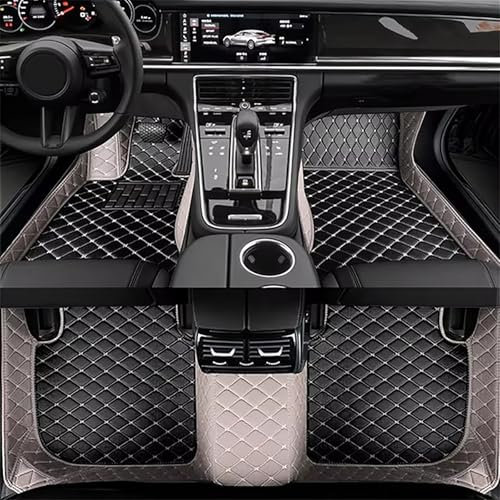 ZSSHUIHH Nach Maß Auto FußMatten für VW Golf Ⅶ Sportsvan 2012 2013 2014 2015 2016 2017, Allwetter Leder Wasserdicht und rutschfest Autoteppich All Inclusive Autofussmatte,- Black with Grey
