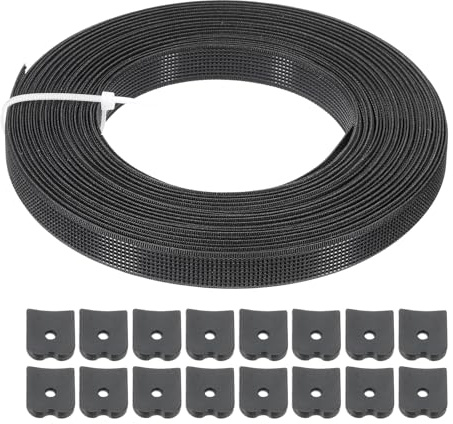 PATIKIL Ossa per Cucire, 15 Iarde 12mm Ampio Poliestere Cuci-Attraverso Stecche per Corsetti Corsetto Stecca con 60Pz Cappucci Terminali per Corsetto Abito Sposa Cappello Fai da Te, Nero