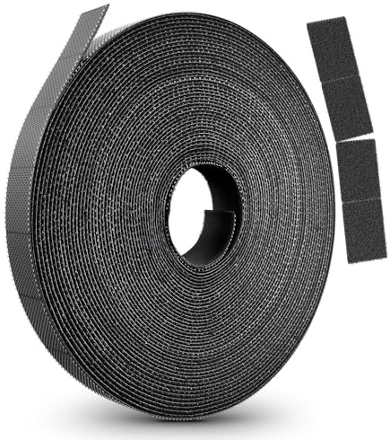 LABEL THE CABLE Rip Strap Klettband abreißbar, 3m x 15mm, Schwarz | Kabelbinder Klett, beidseitig, segmentiert, Kabelmanagement, Pflanzenbinder, DIY, wiederverwendbar