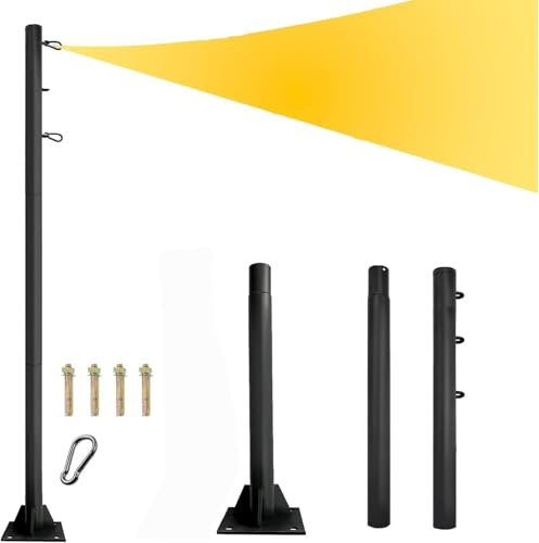 Palo per tenda da sole, 2,7 m, per esterni, tenda da sole, supporto per tenda da sole, baldacchino, kit di pali in metallo resistente, per esterni, patio, giardino, terrazza, parco giochi