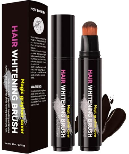 Root Touch-Up Stick, Hair Root Touch-Up Brush, Hair Root Colour Touch Up, Black Temporary Hair Dye Semi-Permanent Brush, Waterproof Coverage with Blending Applicator, Grey Hair Coverage Beard (black)