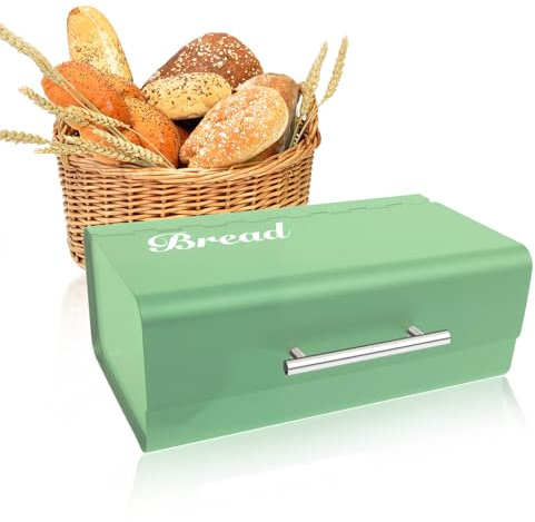 HNCY Portapane Retro Grande Capacità, Porta Pane da Cucina in Metallo, Porta Pane con Sacchetto di Lino, Portapane Moderno Moderni Freschezza di Lunga Durata, Per Cucina e Regali