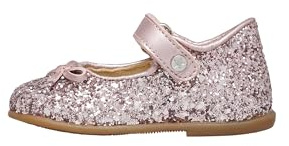 Naturino Ballerines en Cuir et Tissu pailleté, Rose- 26