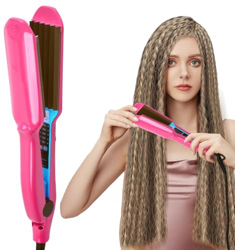 Gobesty Hair Crimper, 5 Heat Setting Hair Waver for Women and Girls, 30s Rapid Heating Volumizing Crimping Iron for Fluffy Style, Professional HairCrimpers for Fluffy Corn