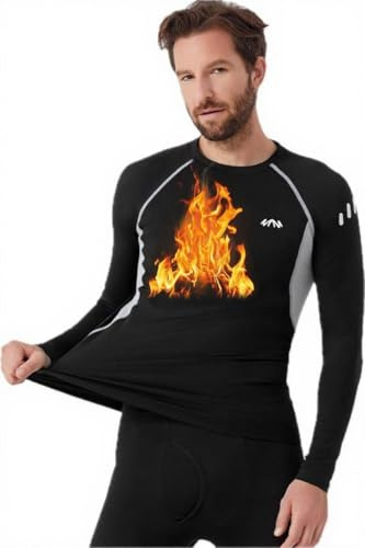 Mtiemxig Maglietta Intima Termica, Uomo Intimo Funzionale Intimo sciistico Intimo Termico Invernale Sci Intimo Termico Adatto per Gli Sport all'Aria Aperta, la casa Quotidiana