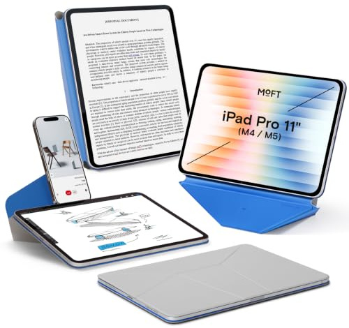 MOFT Dynamic Folio Hülle für 11 iPad Pro (M4 2024/M5 2025), Schlanke Magnetische Tablet Hülle mit Ständer und über 20 Betrachtungswinkeln, Auto Wake/Sleep-Funktion - Cement