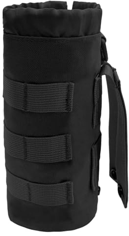 KAIYAYA Porte Gourde Sac à Dos Tactique, Réglable Poche Bouteille Molle, Poches de Sac à Dos de Randonnée, Poche de Cruche à Eau Militaire pour L'extérieur Marche Camping Noir