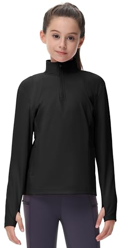 MoFiz Outdoorjacke Kinder Langarm Reitjacke mit Daumenloch für Outdoor Schwarz 128-140