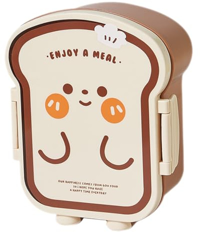 LALADEFIEE Bento Lunch Box mit Niedlichem Toast motiv Auslaufsichere Kompakte Brotdose mit Fächern Praktischer Lunch container für Schule Büro und Picknick