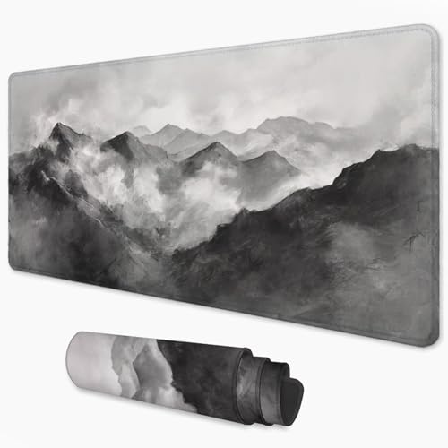 Alfombrilla Ratón Negro Mouse Pad 800x300 mm, Grande Alfombrilla Gaming Montaña con Superficie Especial Que Mejora la Velocidad y la precisión, Mousepad Impermeable para Gamers, PC y Portátil 3Y-152