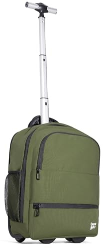 CabinFly Aircruiser Hybrid 40 x 30 x 20 cm Ryanair Zaino Con Ruote Wizzair Bagaglio a Mano Transavia Zaino da Viaggio Aereo Vueling Carry-On (Verde, 40x30x20 cm - Con Ruote)