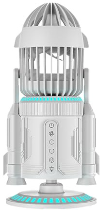 Gungtj Ventilatore da scrivania – Ventilatore da tavolo regolabile silenzioso, 5000 giri/min ad alta velocità con luce LED, design compatto a per casa, ufficio, dormitorio, aula soggiorno