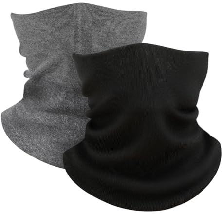 Kiiwah 2 Stück Winter Schlauchschal für Herren Damen, Weiches Halswärmer Halstuch Winddichte Multifunktionstuch für Outdoor Motorrad Fahrrad Indoor Aktivitäten
