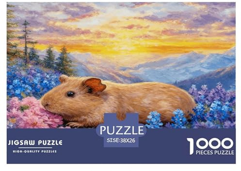 Puzzle Cobaye 1000 Pièces pour Adultes Et Enfants, Jeu De Société Convivial, Casse-tête Buisson Fleuri et Montagnes, Home Decor, Cadeau Adulte 38x26cm/1000pcs