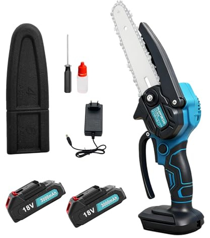Akku Kettensäge mit 18V 3000mah Akku,550W Handkettensäge Klein,Motorsäge,Astkettensäge,Batteriebetriebene 6 Zoll Mini-Kettensäge zum Holzschneiden und Baumbeschneiden