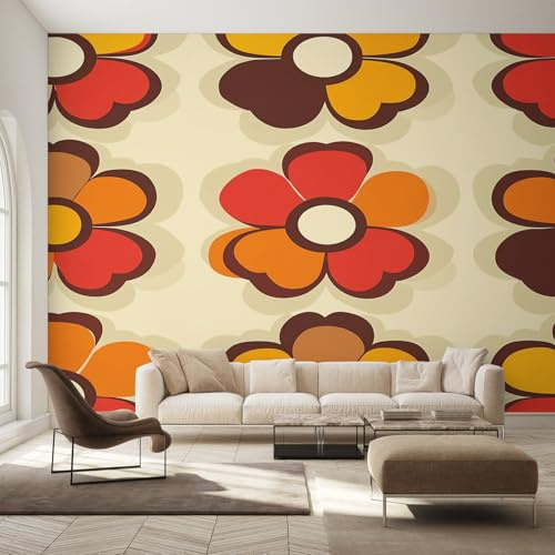 Générique Papier Peint Intissé Marguerite, Papier Peint Panoramique Floral Rétro Années 70 pour Salon Chambre Bureau Couloir, Décoration Murale, 200 x 140 cm (L x H) Y&W19