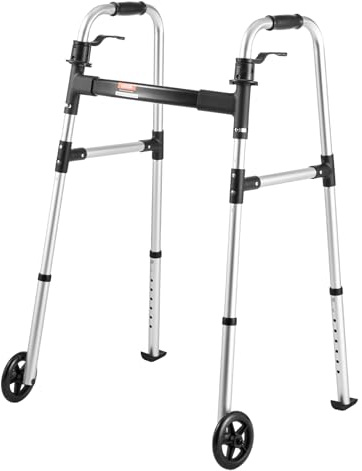 VEVOR Gehgestell 158 kg, Gehilfe mit Rädern & 8-fach verstellbarer Höhe, Gehrahmen aus leichtem Aluminium, Rollator mit Vorderrädern für Senioren & Erwachsene, Gehbock 605x385x755-955 mm