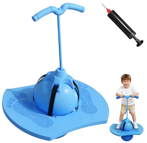 Shafaja Pogo Ball mit Griff für Kinder & Erwachsene – 2-in-1 Hüpfball Balance Spielzeug, Pogo Stick Alternative für Gleichgewicht & Koordination, Inkl. Ballpumpe (Blau)