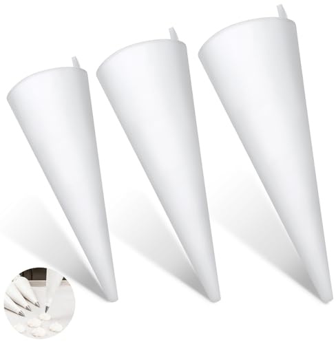 Telooco 3 Stück Baumwolle Spritztülle Groß Spritzbeutel Wiederverwendbar 30/35/40 cm Spritztüllen Weiß Spritzbeutel Spritzsack Beutel für Gebäck Zuckerguss Torten Cupcake Kuchendekoration