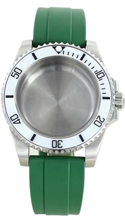 1st vattentät 40 mm klockfodral 316L rostfritt stål for ETA 2824 rörelse 28,5 urtavla gummirem(Green strap 8)