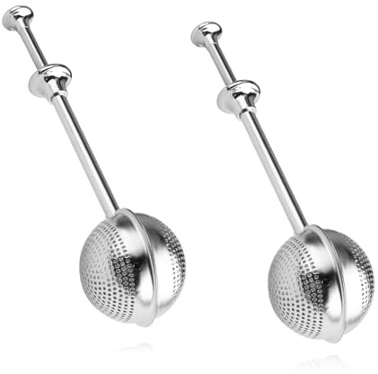 Hopzab 2PCS Long Handle Tea Ball, Stainless Steel Fine Mesh Infuser, Reusable Loose Leaf Tea Strainer for Cups and Teapots, 5x18cm
