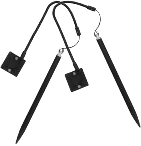 ULTECHNOVO 2 Pack Metal Resistive Stylus Pen with Tether and Base - Anti-Lost Spring Lanyard & Adhesive Holder - Durable Aluminum Touchscreen Pen for POS System, Industrial PDA, GPS