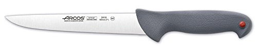 Arcos Serie Colour Prof - Caja 6 uds Cuchillo Carnicero - Hoja de Acero Inoxidable NITRUM de 180 mm - Mango de Polipropileno recubierto de Elastómero Color gris (6 UDS)