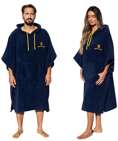 Pacifique Sud - Poncho Surf Blå Med ärmar - One Size - 100% Bomull - Tillverkad i Portugal