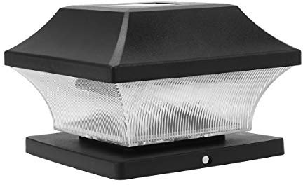 Uonlytech Solarbetriebene LED Pfostenkappe Licht im Freien Säule Lampe Landschaft Licht für Zaun Gartenterrasse (schwarz)