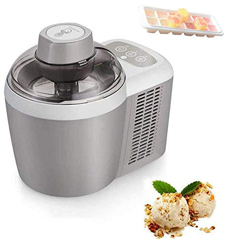 LTLCLZ Machine À Crème Glacée Maison Automatique, Machine À Yogourt Et Sorbet Surgelée Intelligente De 600 ML, Machine À Crème Glacée À Service Doux avec Recettes Et Bac À Glaçons en Silicone,Gris