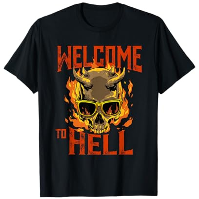 Goth Welcome To Hell Skull Rock Heavy Metal Satánico Camiseta