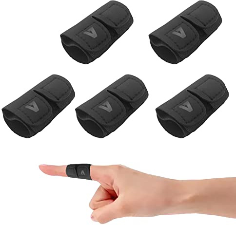 Cazzmoo fingerskena, 5 stycken ventilerande fingerbandage fingerskydd, fingerstabilisator fingerortos för sportskador, fingerstöd snäppfinger skena för lindring av fingersmärta