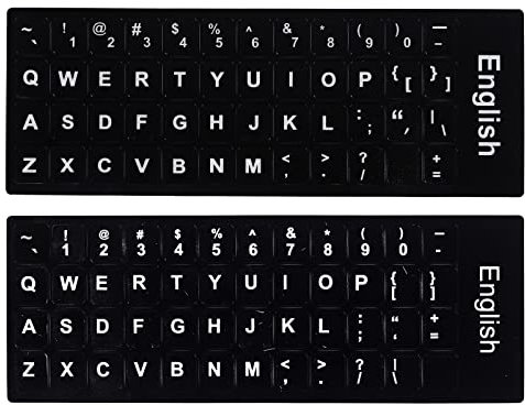 Hileyu English keyboard Replacement stickers Keyboard Stickers UK Non Transparent Black Stickers with White Letters Computer Keyboard Laptop Desktop Notebook Stickers English