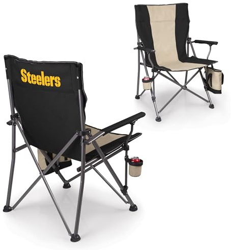Picnic TIME NFL Pittsburgh Steelers Big Bear XXL Camp Chair with Cooler, Heavy Duty Beach Chair, 500 lb Capacity Camping Chair with Carry Bag, (Black)