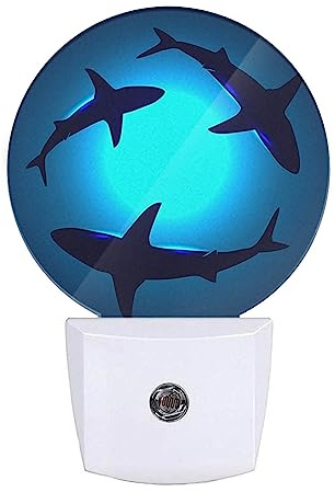 Floating Sharks Night Light, Plug in Nightlight with Dusk to Dawn Sensor