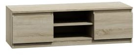 CDF Lowboard TV-Schrank 120 cm modern mit offenem Gerätefach Kabelführung Zwei Seitenschränken grifflose Front stabile 16-mm Konstruktion für Wohnzimmer TV - Eiche Sonoma